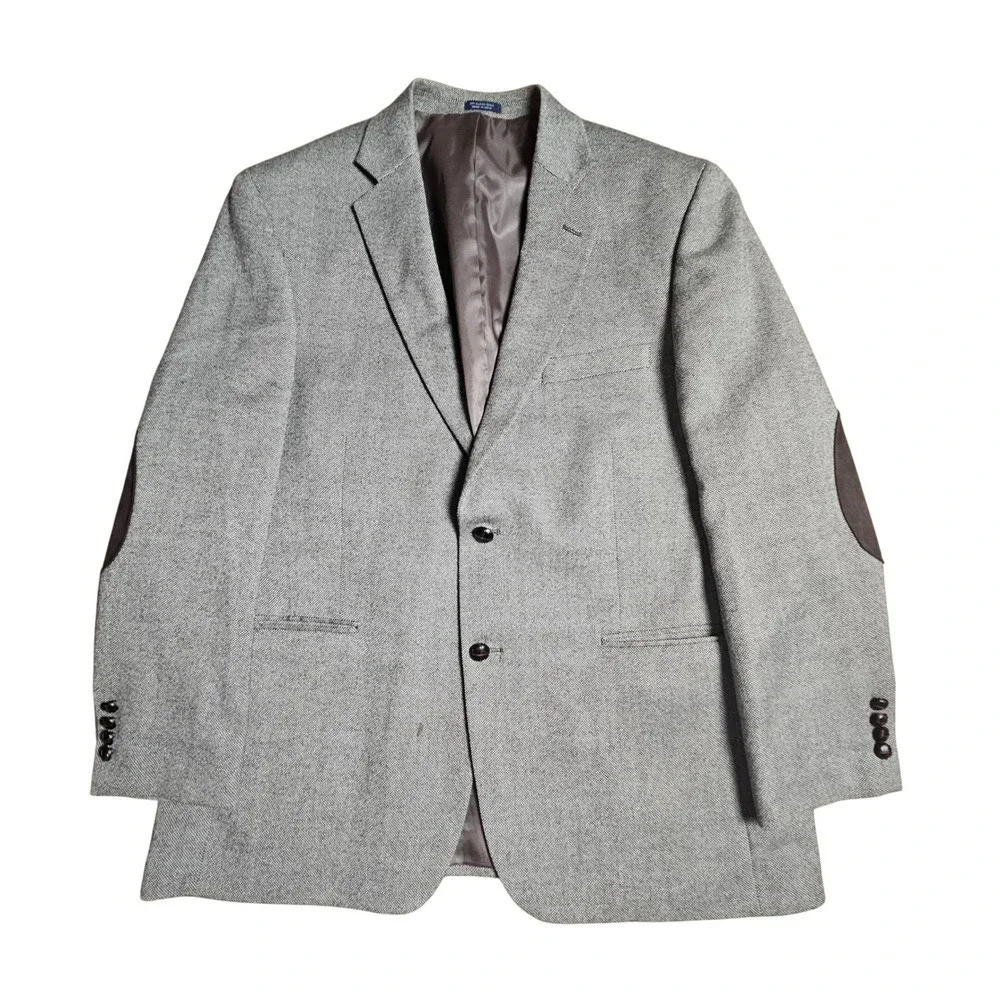 Saddlebred Wool Blend Two Button Sport Coat Blazer Elbow Patches 46R Ivy League